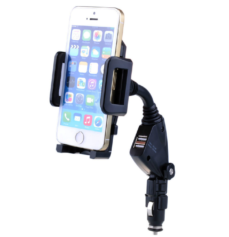 Dual USB Car Charger With Adjustable Mount Holder